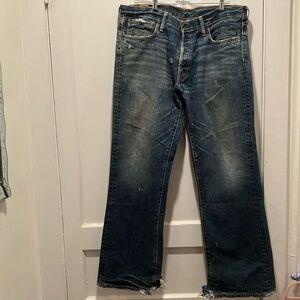 Abercrombie & Fitch Button Fly 5 Pocket Distressed Kilburn Low Rise Boot Jeans